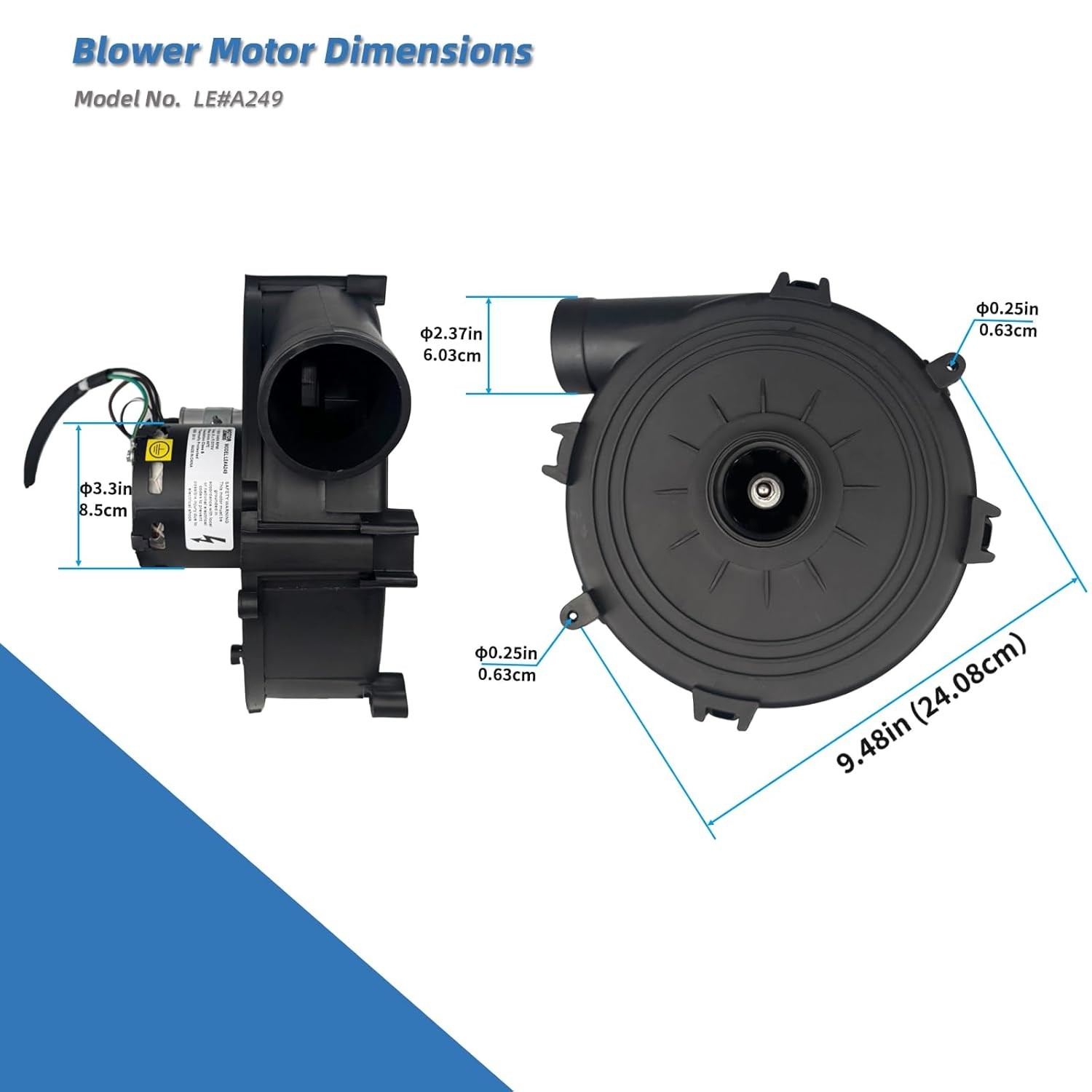Upgraded A249 Draft Inducer Blower Motor 115V 3400RPM for Lennox Furnace