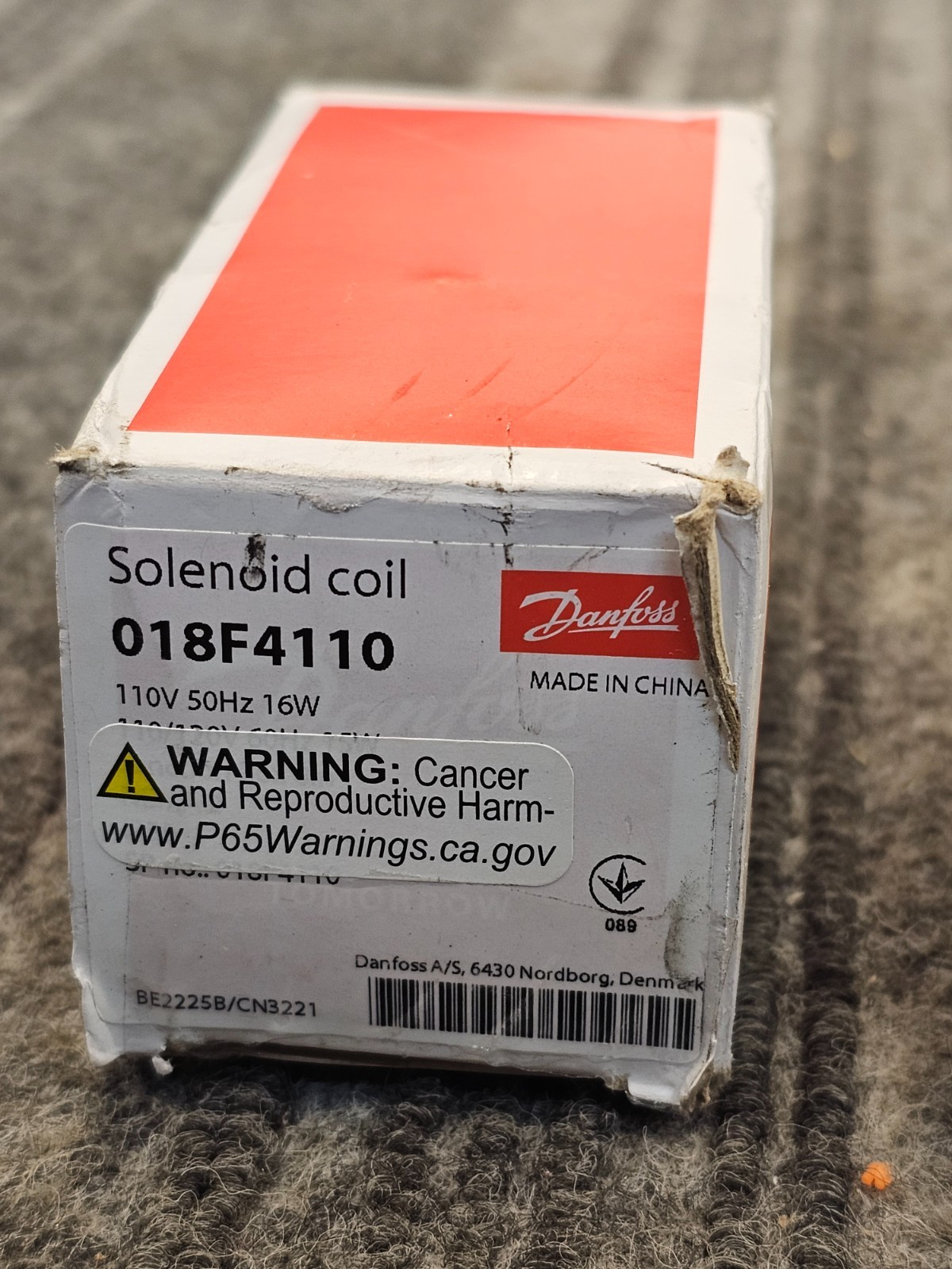 DANFOSS 018F4110: Encapsulated Solenoid Coil Type BJ120CS – 110V AC, 16W at 50Hz