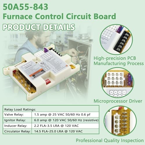 50A55-843 Furnace Control Circuit Board Replacement for White Rodgers