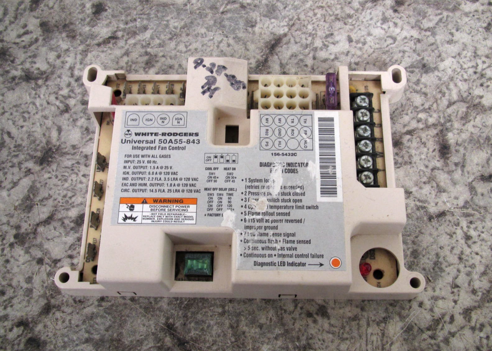 White-Rodgers 50A55-843 Universal Integrated Furnace Fan Control Board Module