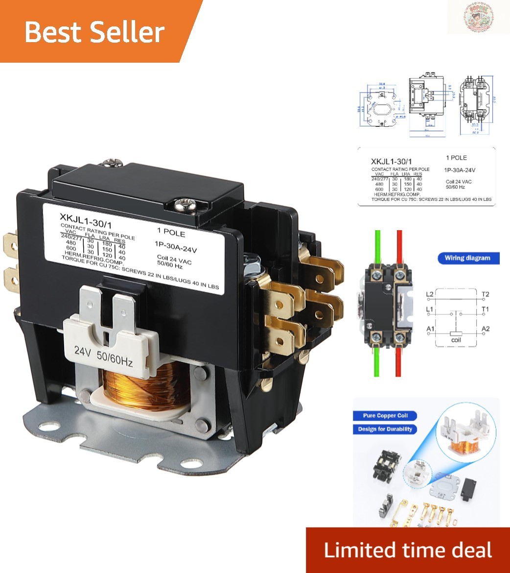 24V HVAC Motor Relay – Certified 30A Air Conditioner Replacement Part