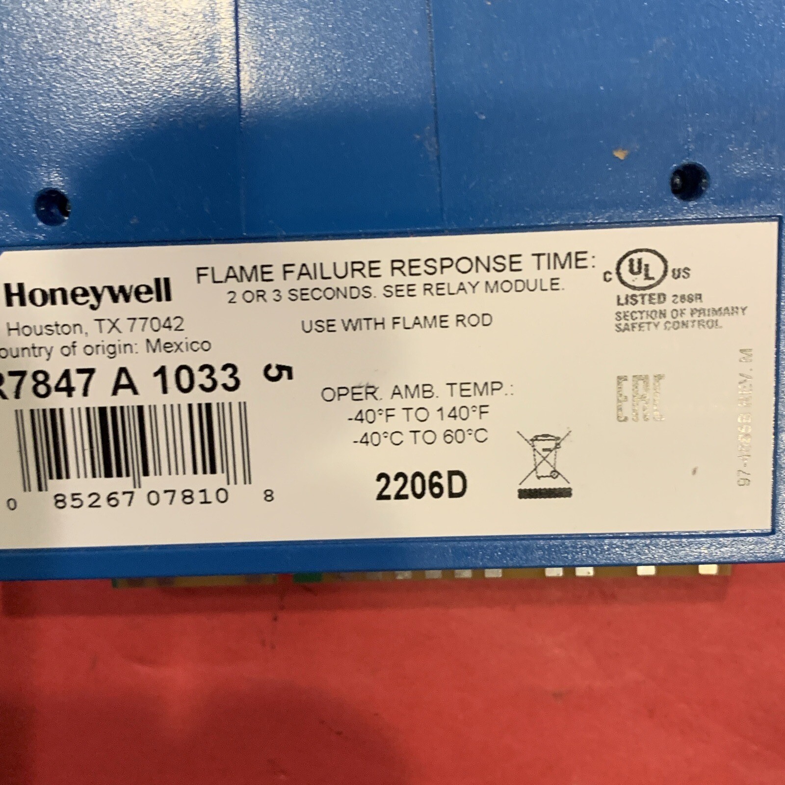 HONEYWELL 7800 SERIES- R7847-A-1033 – RECTIFICATION FLAME AMPLIFIER NOS NIB