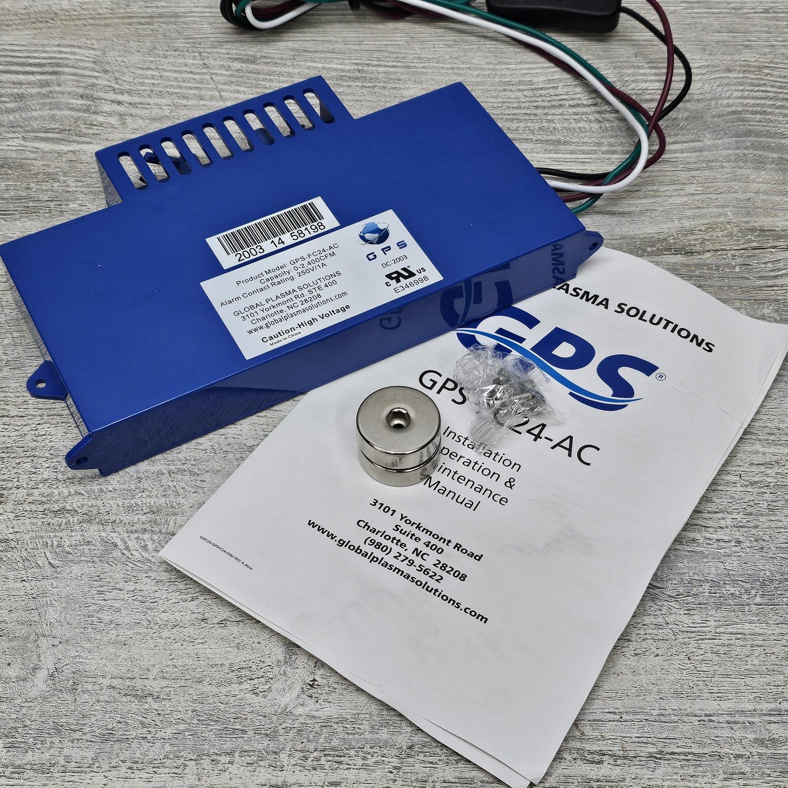 Global Plasma Solutions GPS-FC24-AC Ducted Air Purifier Ionizer 24-240VAC HVAC