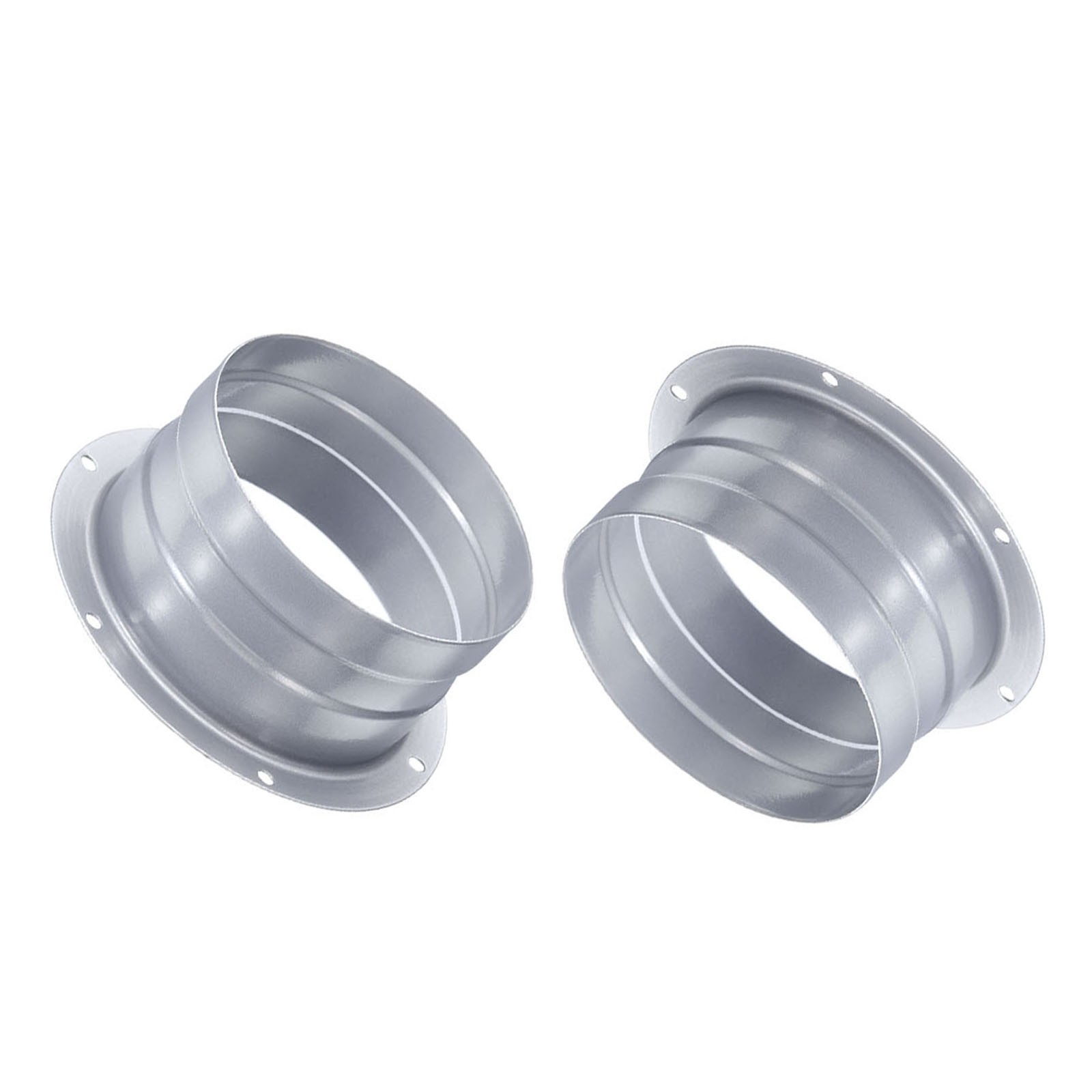 4 PCS 4 Inch Galvanized Iron Duct Connector Flange Grey Metal Straight Pipe