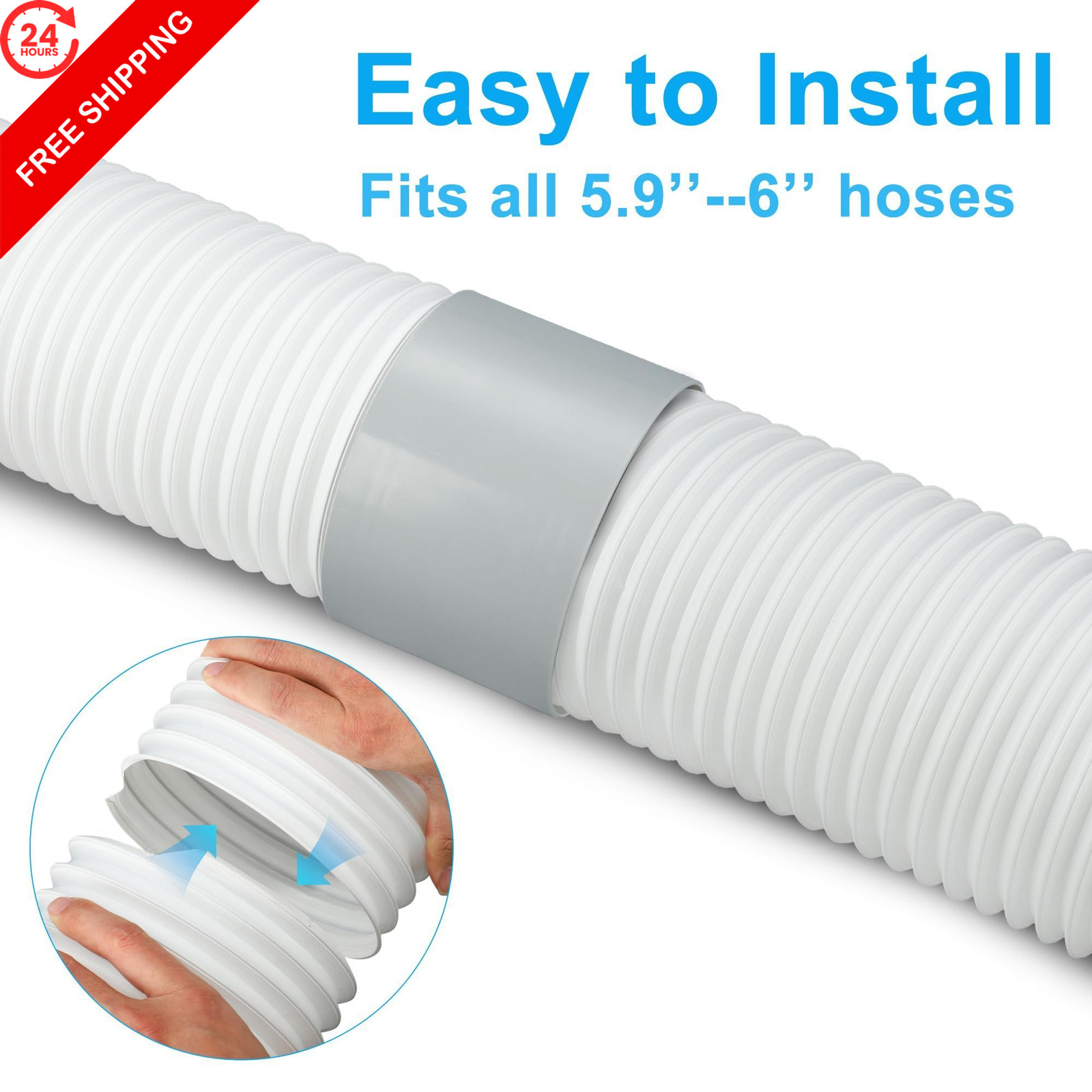 Portable Air Conditioner Exhaust Hose Coupler 5.9 Inch AC inches, Gray