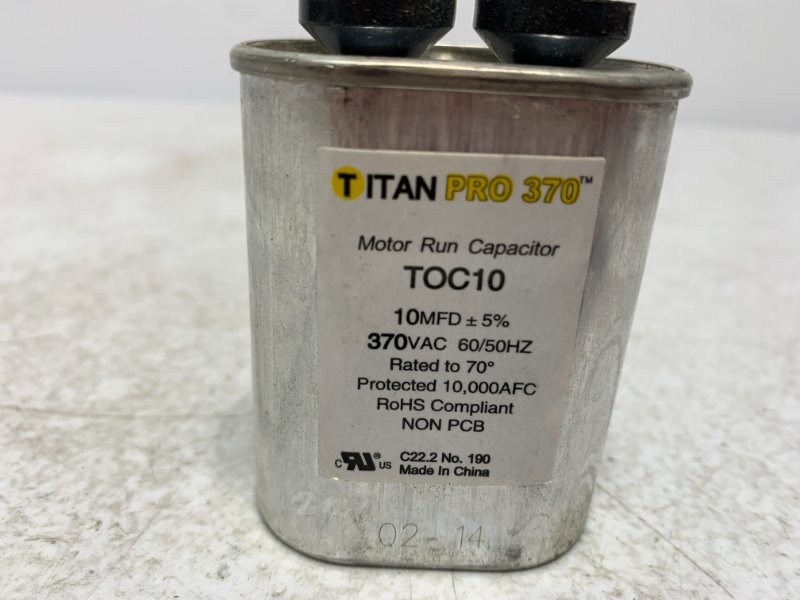 Titan Pro TOC10 Motor Run Capacitor 10MFD 370VAC Oval
