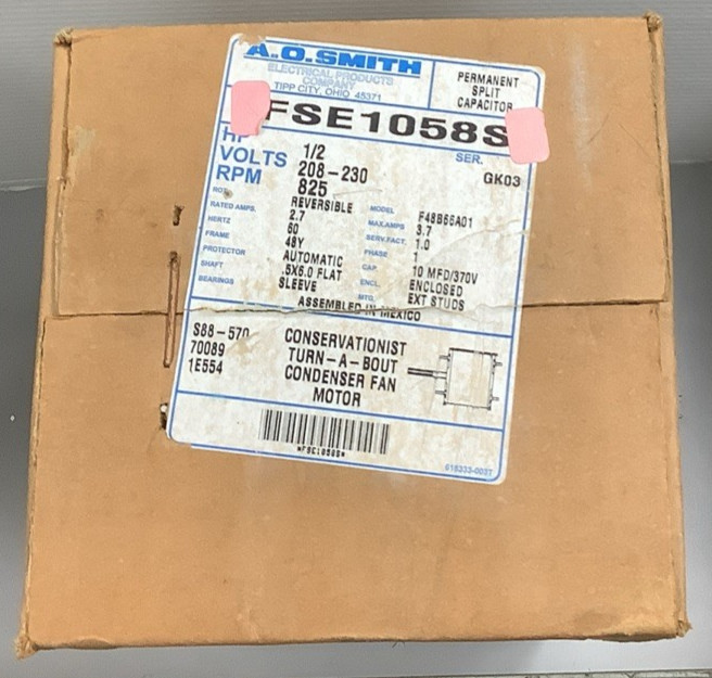 A.O. Smith FSE1058S Sleeve Bearing Condenser Fan Motor 1/2HP, 825RPM (R35)