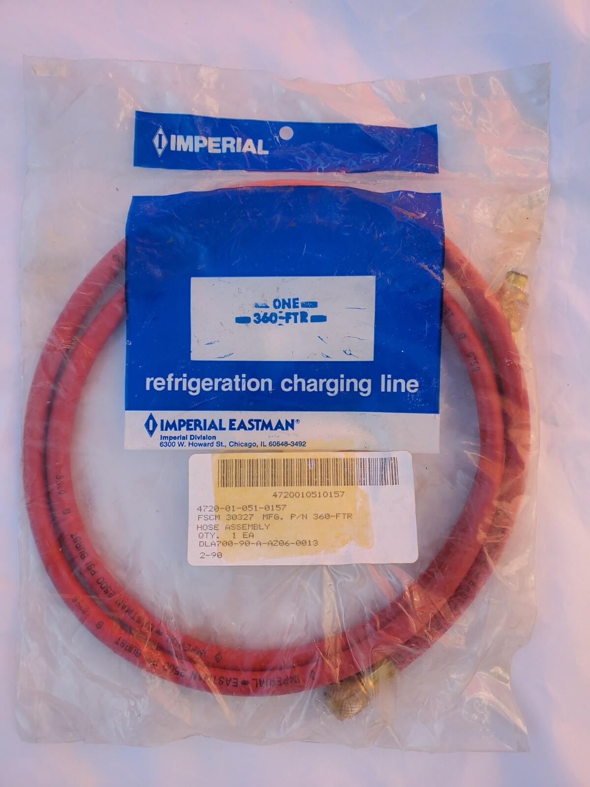 Imperial Eastman 360-FTR Refrigeration Charging Hose 5ft 60″ NOS