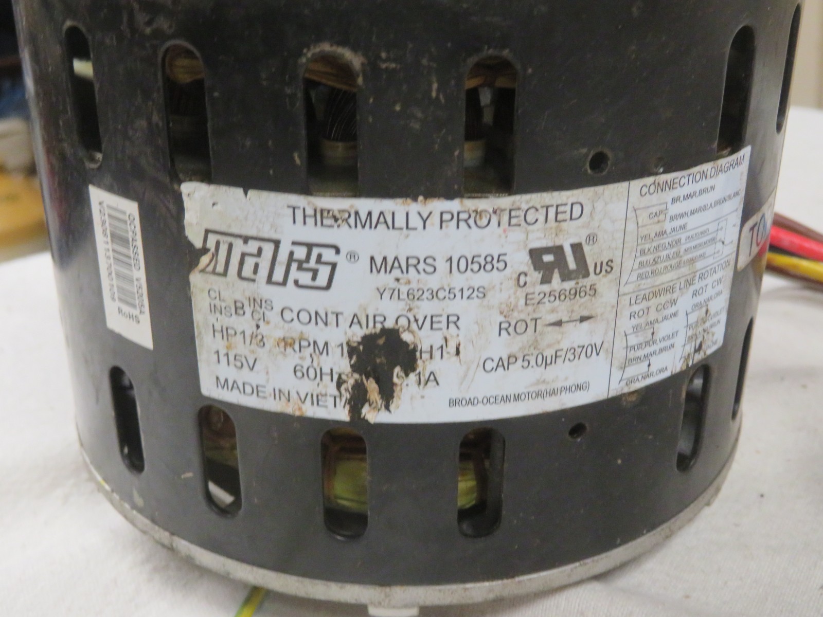 Mars 10585 Y7L623C512S 1/3HP 115V Direct Drive Blower