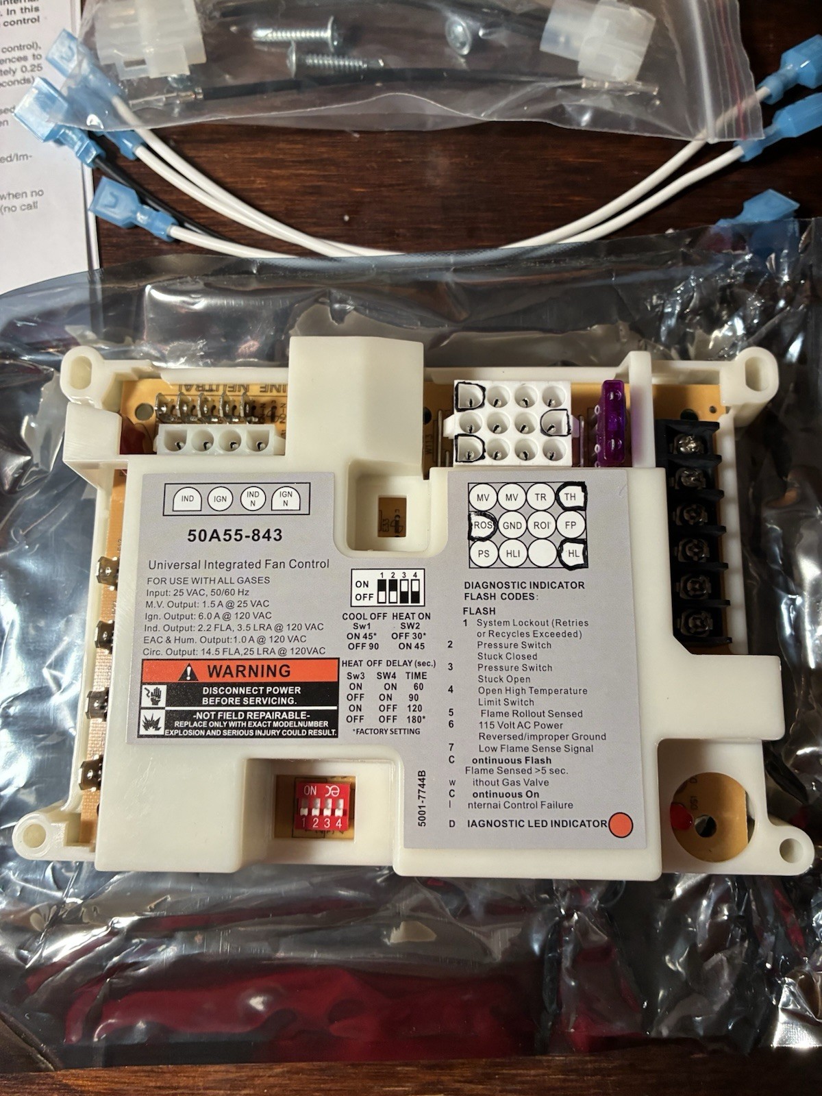 50A55-843 Furnace Control Board, Fit for White Rodgers Furnace Ignition Module