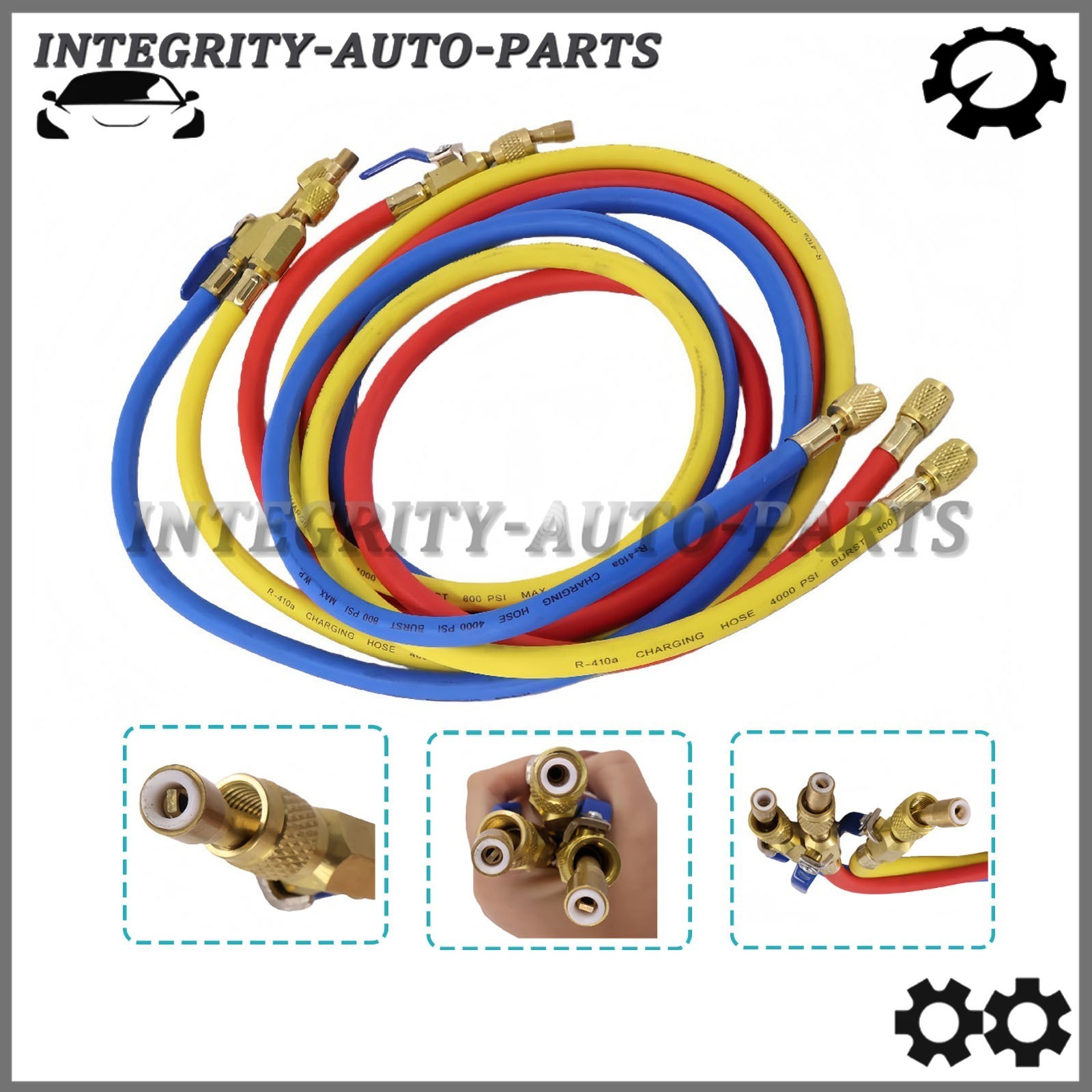 3Pack 29986 Plus II 1/4″ Hose with Compact Ball Valve 72″ Fit for R-410A Refrige
