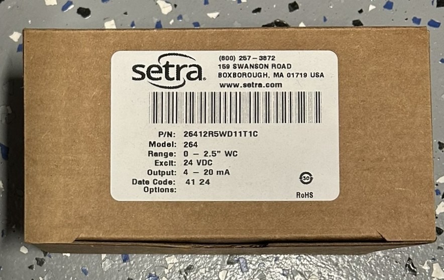 Setra 26412R5WD11T1C 264 Series Differential Pressure Transmitter | NEW