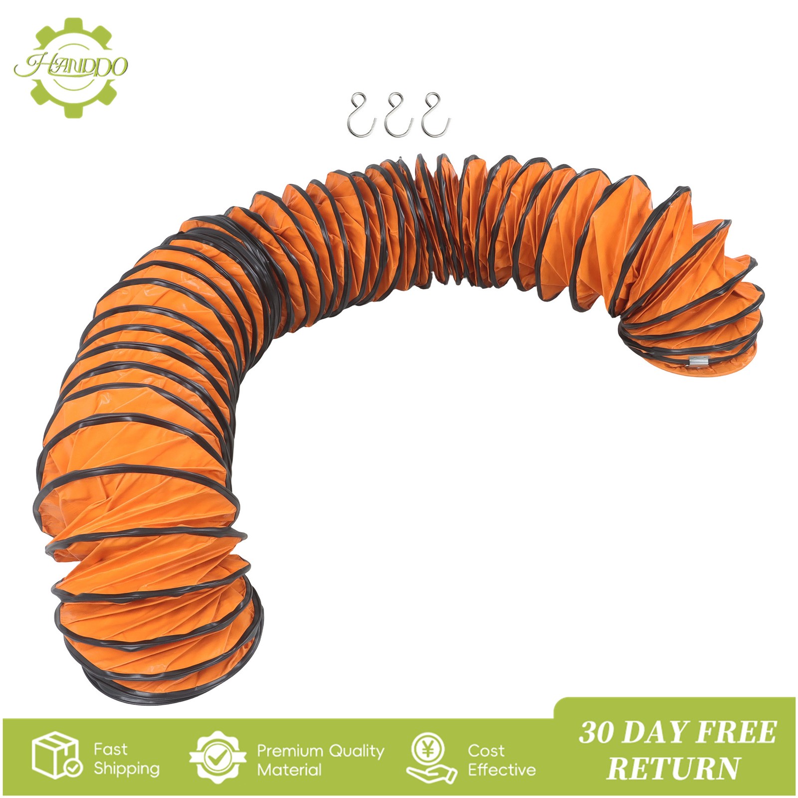 25ft PVC Flexible Duct Hosing with S Hook & Steel Support for 8″ Utility Blower