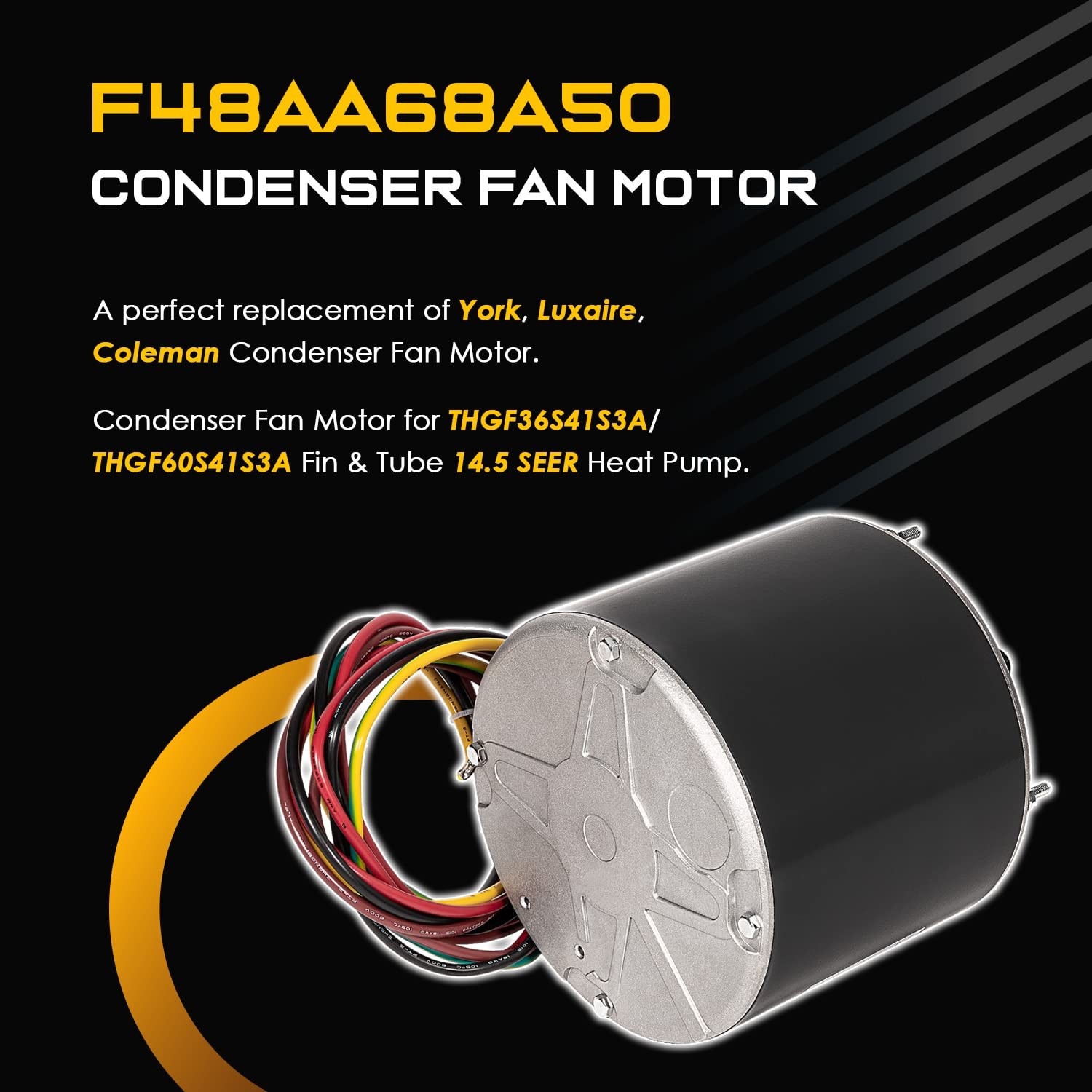 F48AA68A50 Condenser Fan Motor 1/4 HP 208-230V for York Genteq Coleman Luxaire