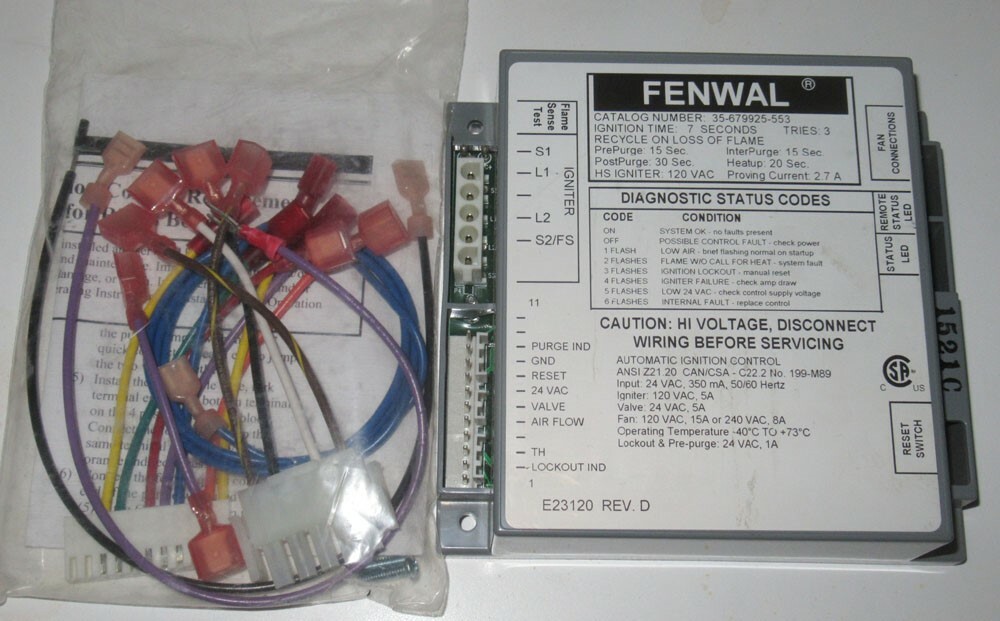 Fenwal 35-679925-553 Gas Ignition Control 24 VAC Proven HSI w/ Blower Relay