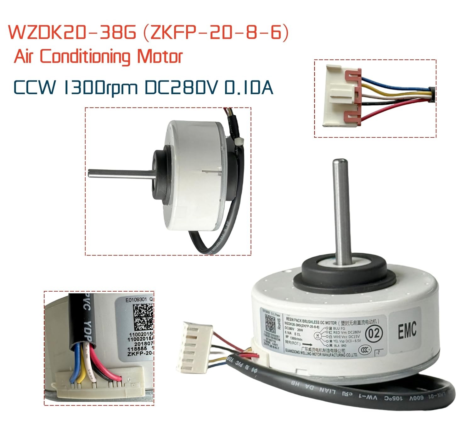 20W DC Brushless Fan Motor OEM WZDK20-38G ZKFP-20-8-6 Air Conditioning Motor