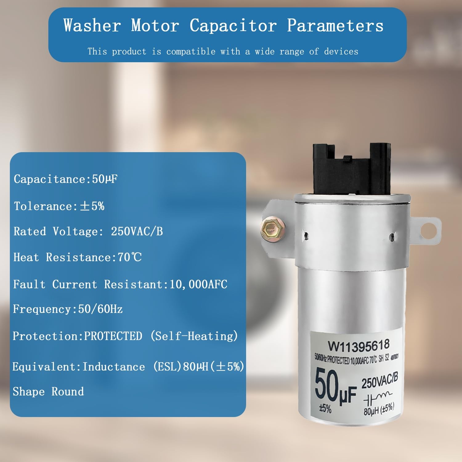 Upgrade W11395618 W10625046 W11162560 Washing Machine Run Capacitor…