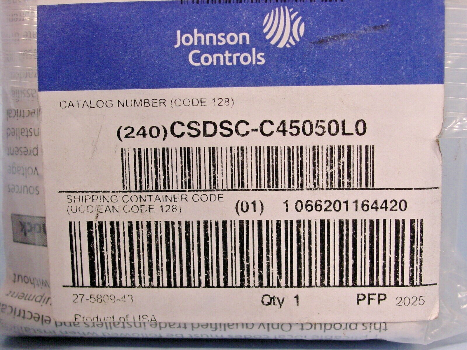 Johnson Controls CSDSC-C45050L0 Current Switch Split Core Adjustable 0.45A-50A