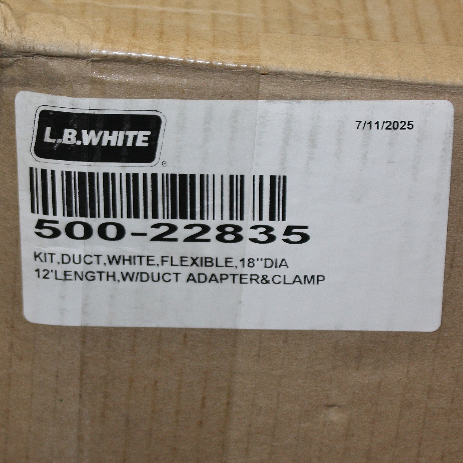 LB White Portable Gas Heater Duct Kit 500-22835, 18″ ID x 12 ft x 1/64″, Steel