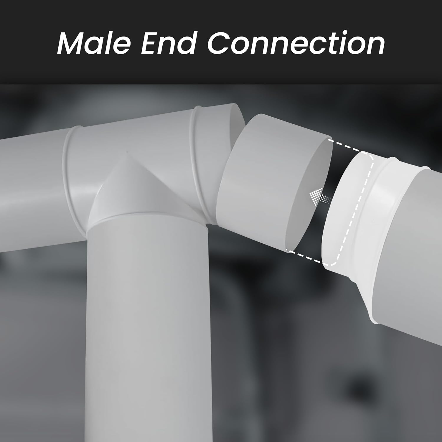 5 Inch to 4 Inch Plastic Duct Reducer – Male Fit round Duct Connector for Low-Te