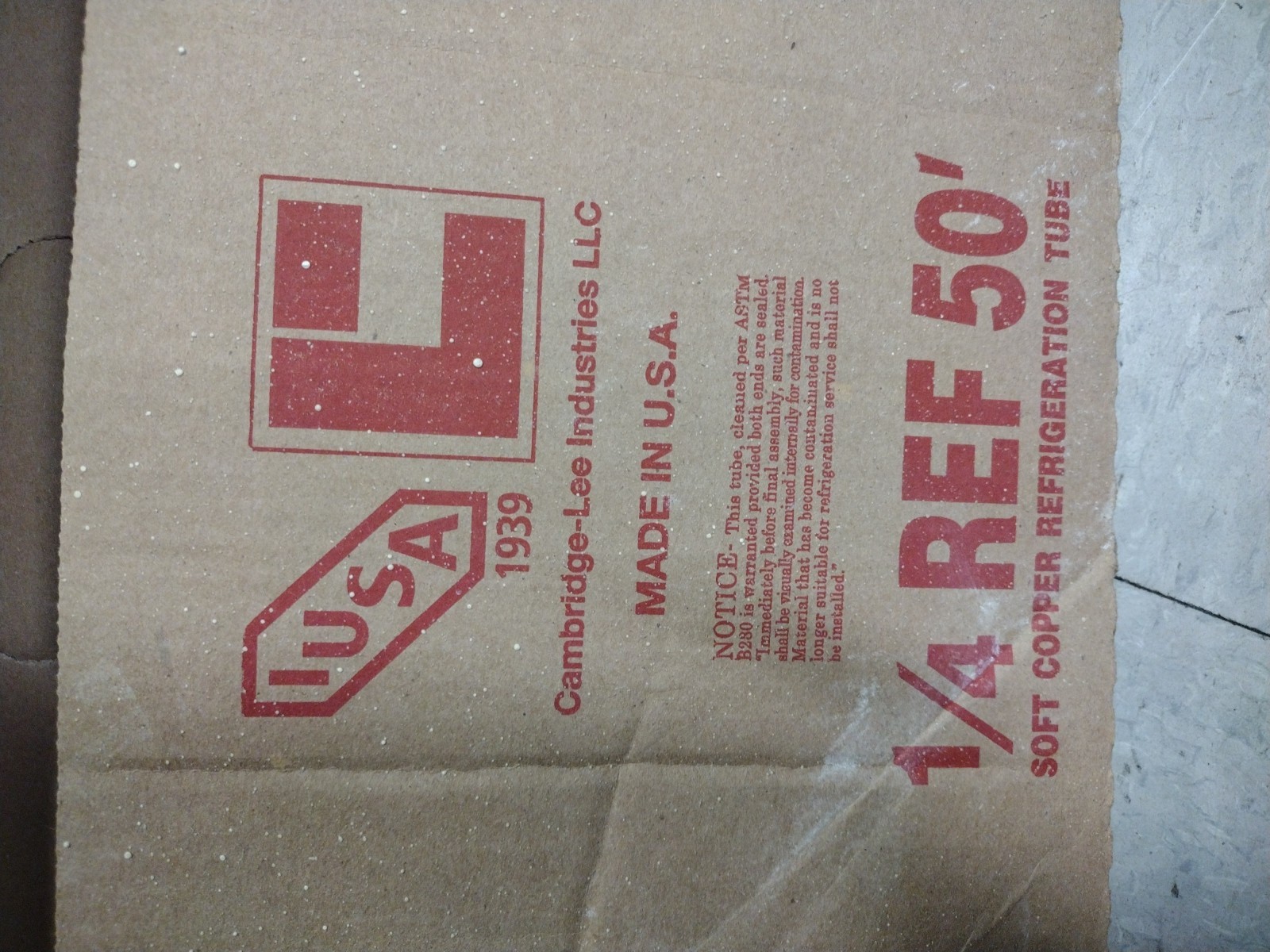 1/4″ OD X 50 FT ACR Soft Copper Refrigeration Tubing MADE IN USA