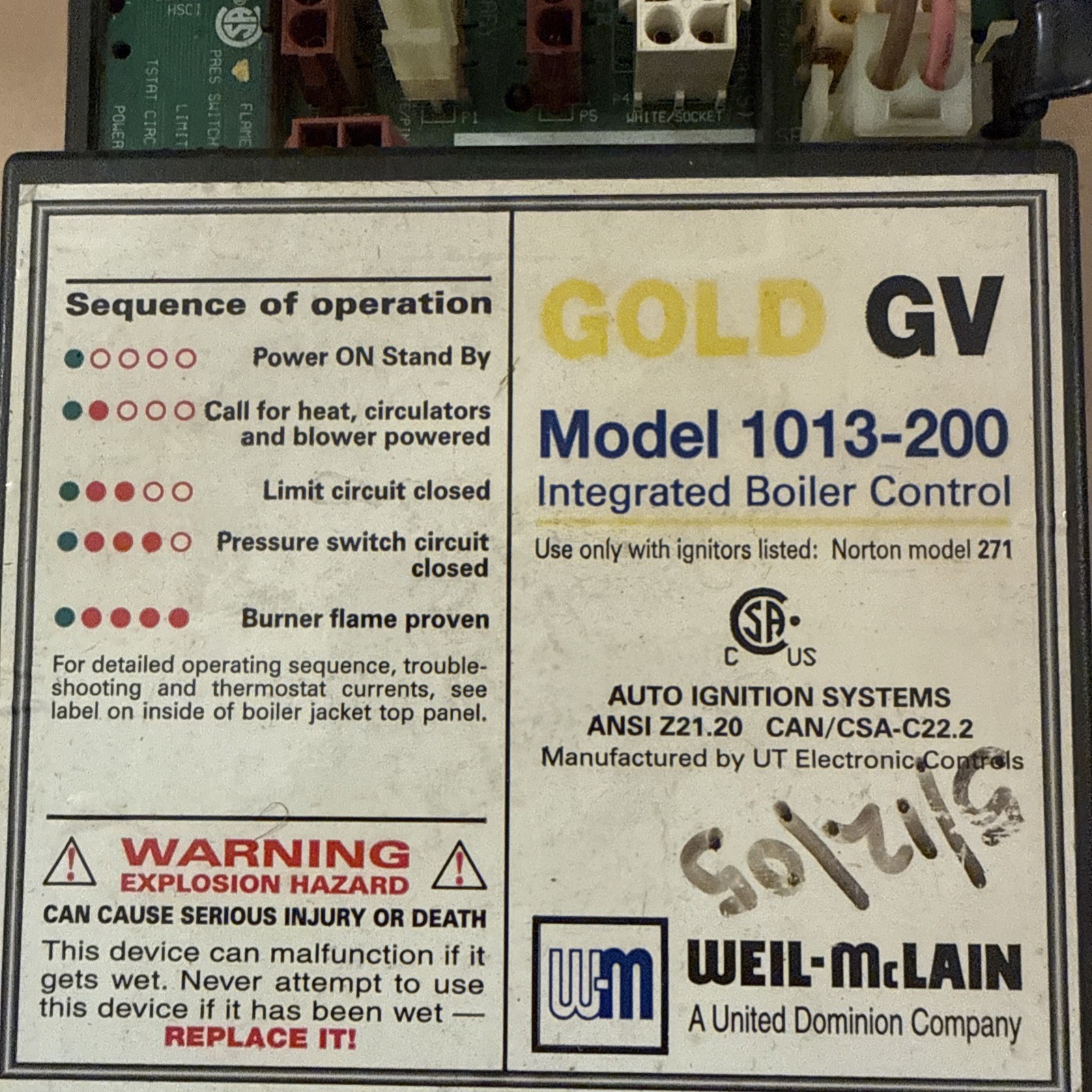 Weil McLain 1013-200 Gold GV Integrated Boiler Control Board 511-330-088 Tested