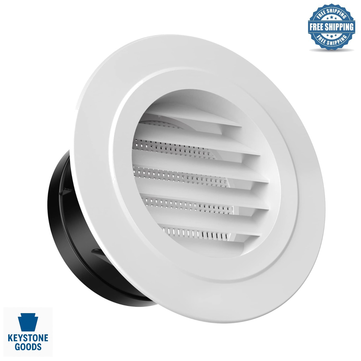 4-Inch White ABS Soffit Vent with Screen Mesh, Exhaust and HVAC Vent Cover