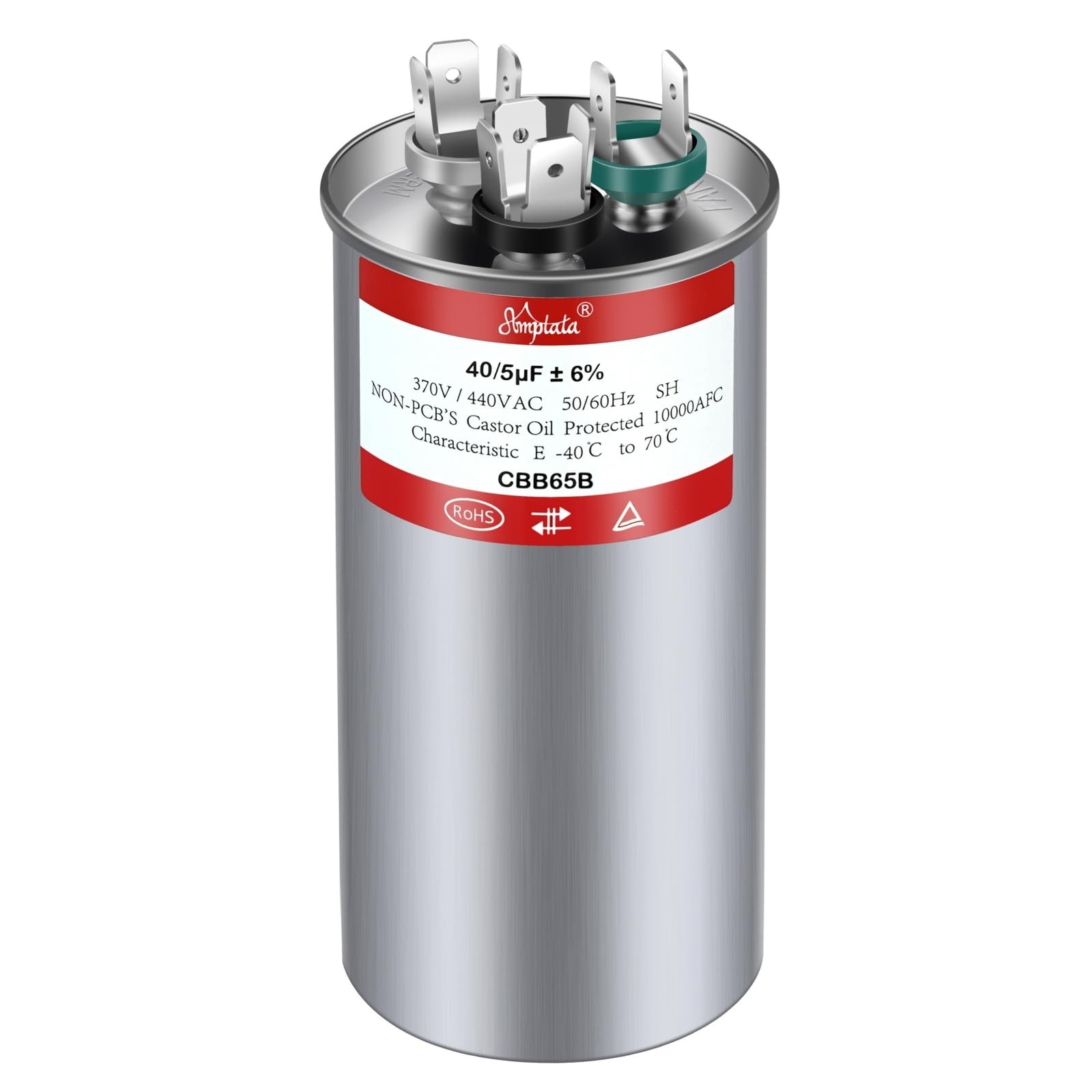 AMPTATA [UL Tested] AC Capacitor, 40/5 uf CBB65 HVAC Capacitor for Unit