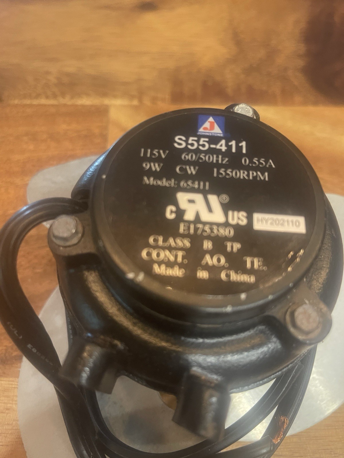 Used Johnstone S55-411 9Watt Cast Iron Unit Bearing Motor 115 Volts CW 1550 RPM