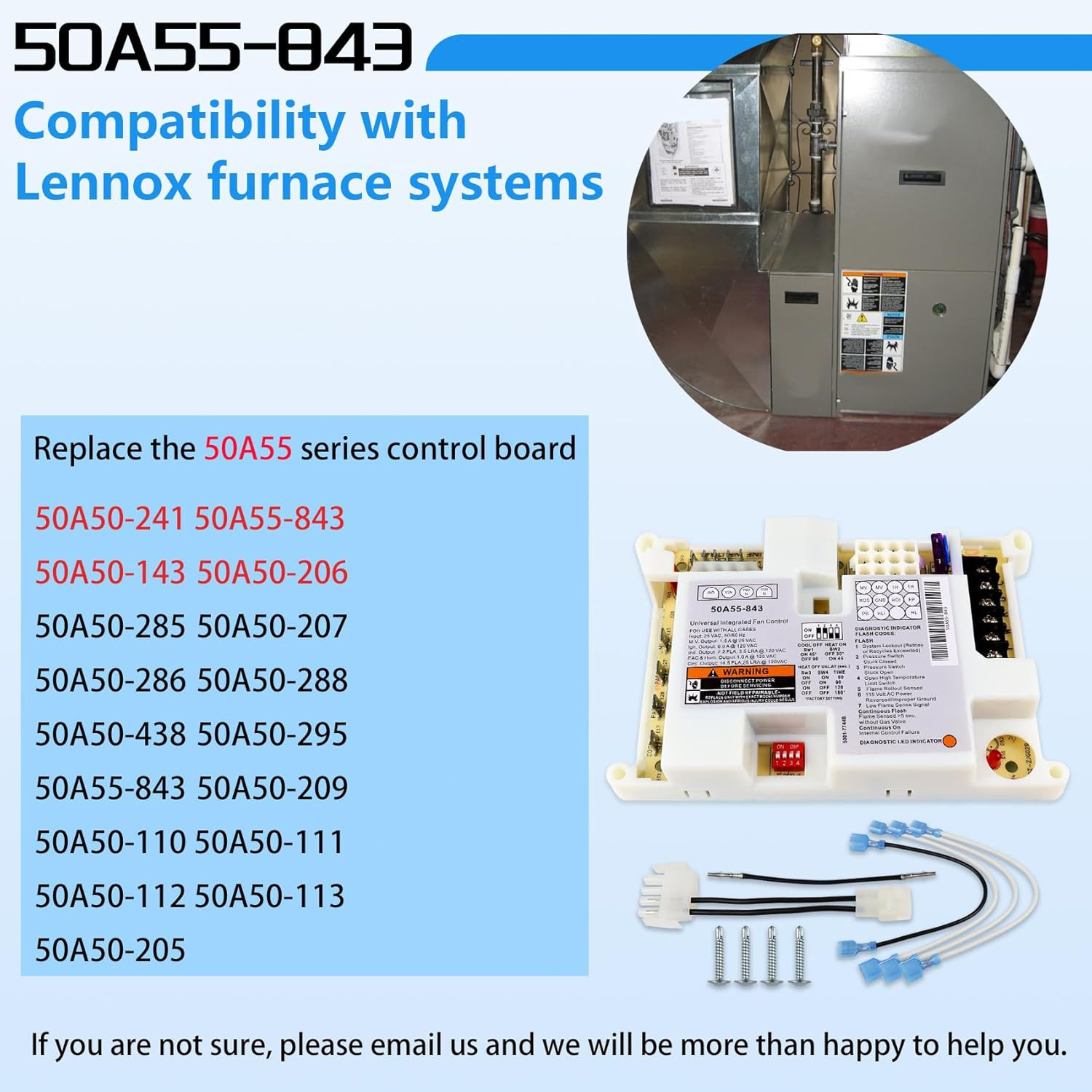 50A55-843 Furnace Control Circuit Board Replacement For White Rodgers Lennox