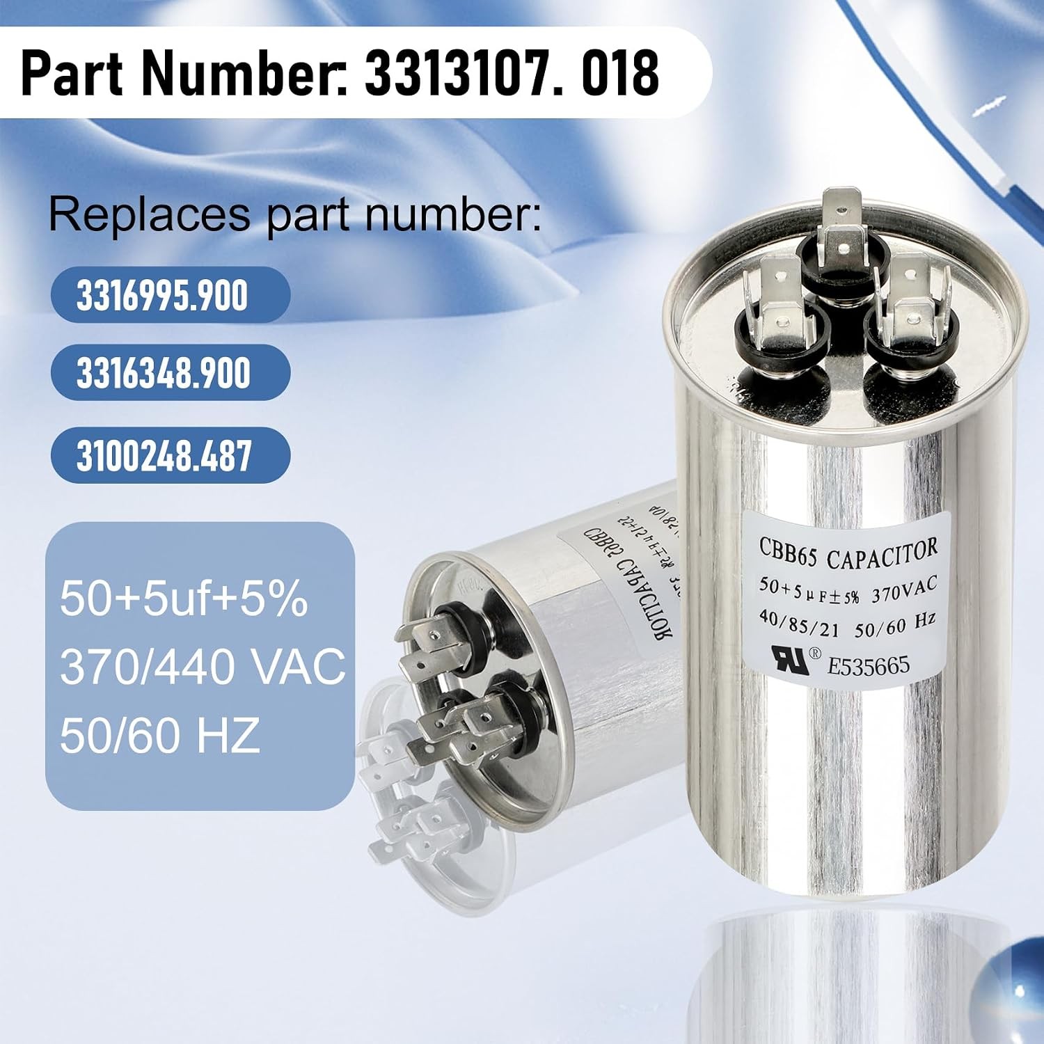 3313107.018 Capacitor Compatible with dometic RV Air Conditioner, 50+5uf+5%, 370