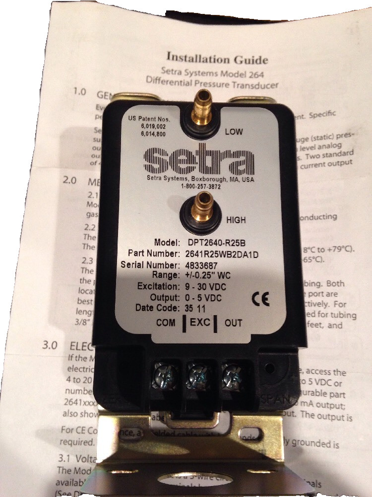 SETRA DPT2640-R25B 2641R25WB2DA1D New Johnson controls pressure transducer