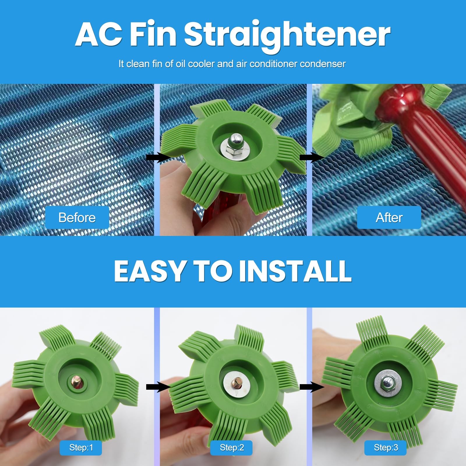 SUREPHON 6 Pcs Air Conditioner Fin Comb Set, 3 Different AC Blue