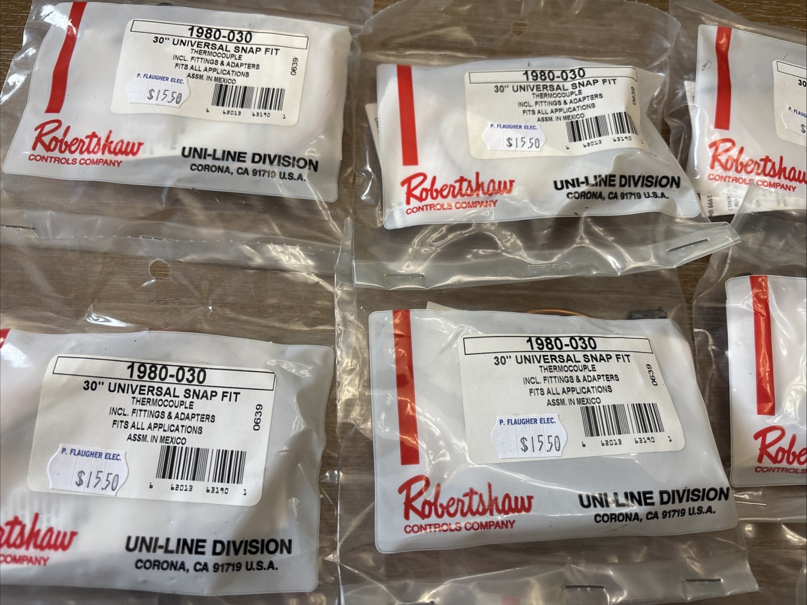ROBERTSHAW 1980-030 Repl Thermocouple, Snap Fit, 30″ BOX OF 10