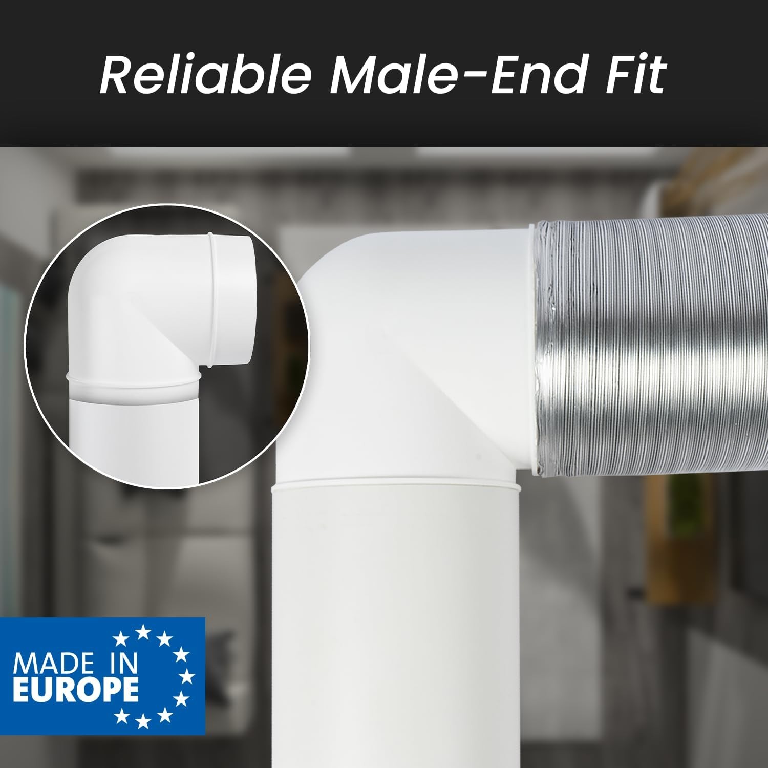 90 Degree 4 Inch Duct Elbow Pipe Connector – Round Flexible, Rigid PVC Pipe, Duc