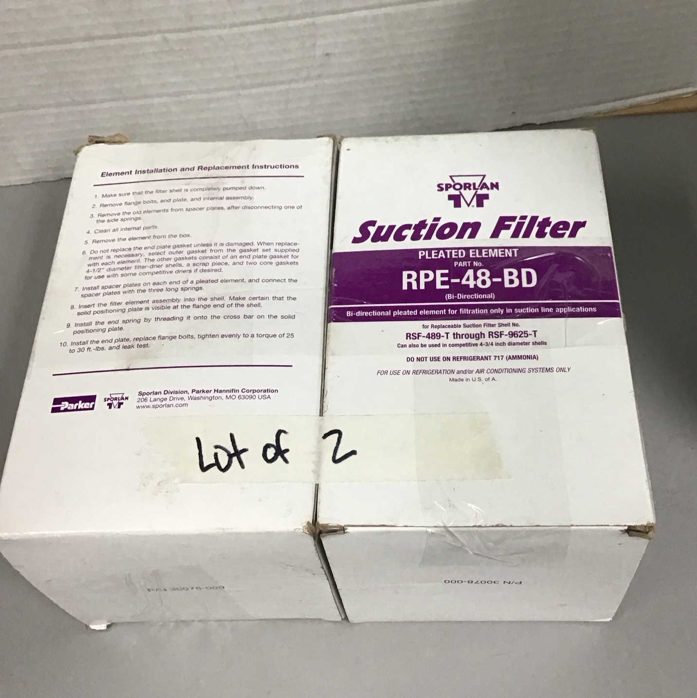 Lot of 2 Sporlan Pleated Filter Element RPE-48-BD, 48 cu in (B208)