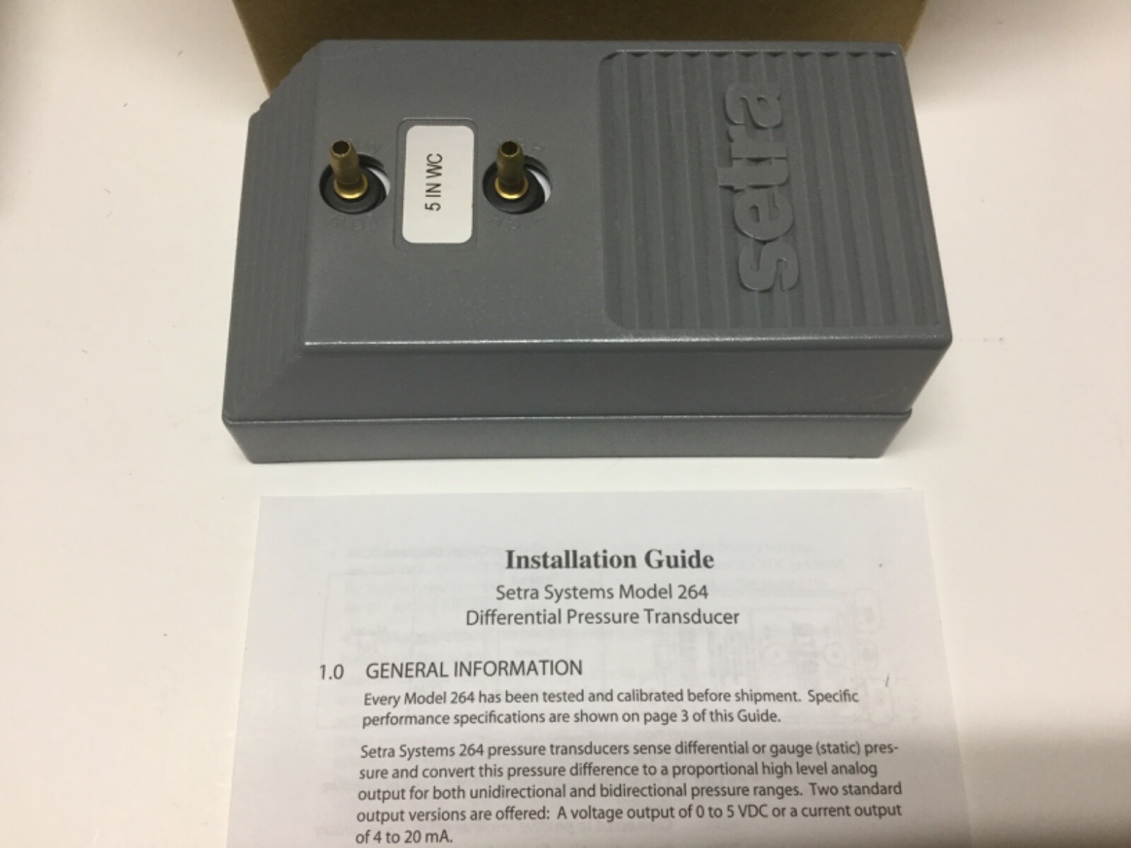 Setra 2641005WD2DA1D Differential Pressure Transducer 0-5″ WC 12-28 VDC