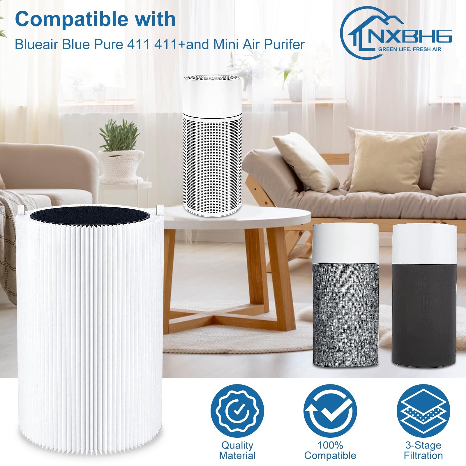 Blue Air 411 Replacement Filter Compatible with 3 Pack 411