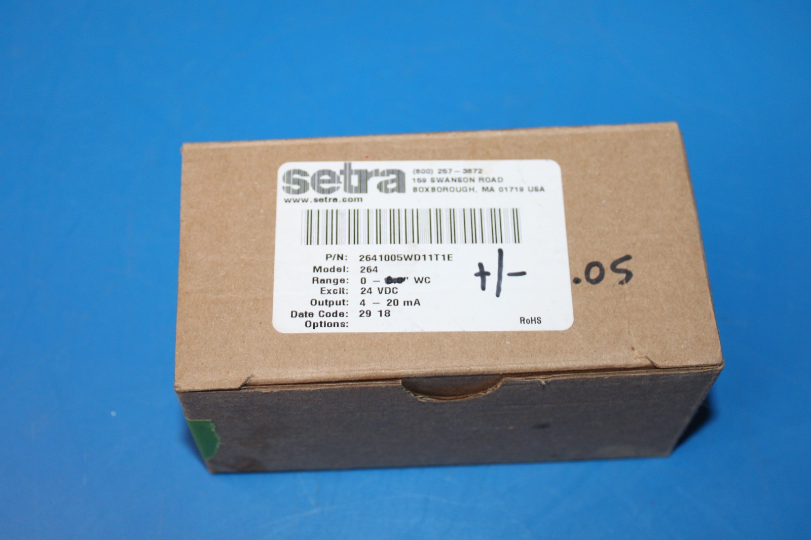 Setra 26410R5WB11T1E 264 Series Differential Pressure Transmitter