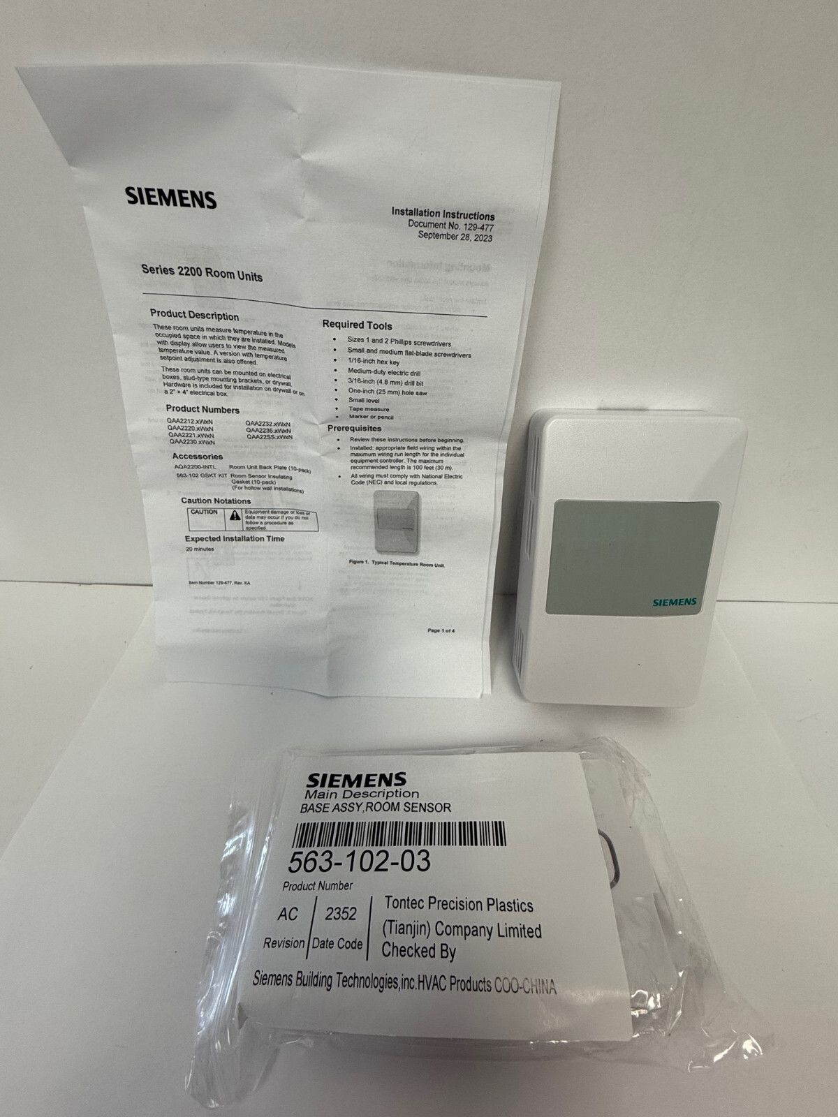 SIEMENS QAA22SS.EWSN ROOM TEMPERATURE SENSOR RTS NEW OPEN BOX