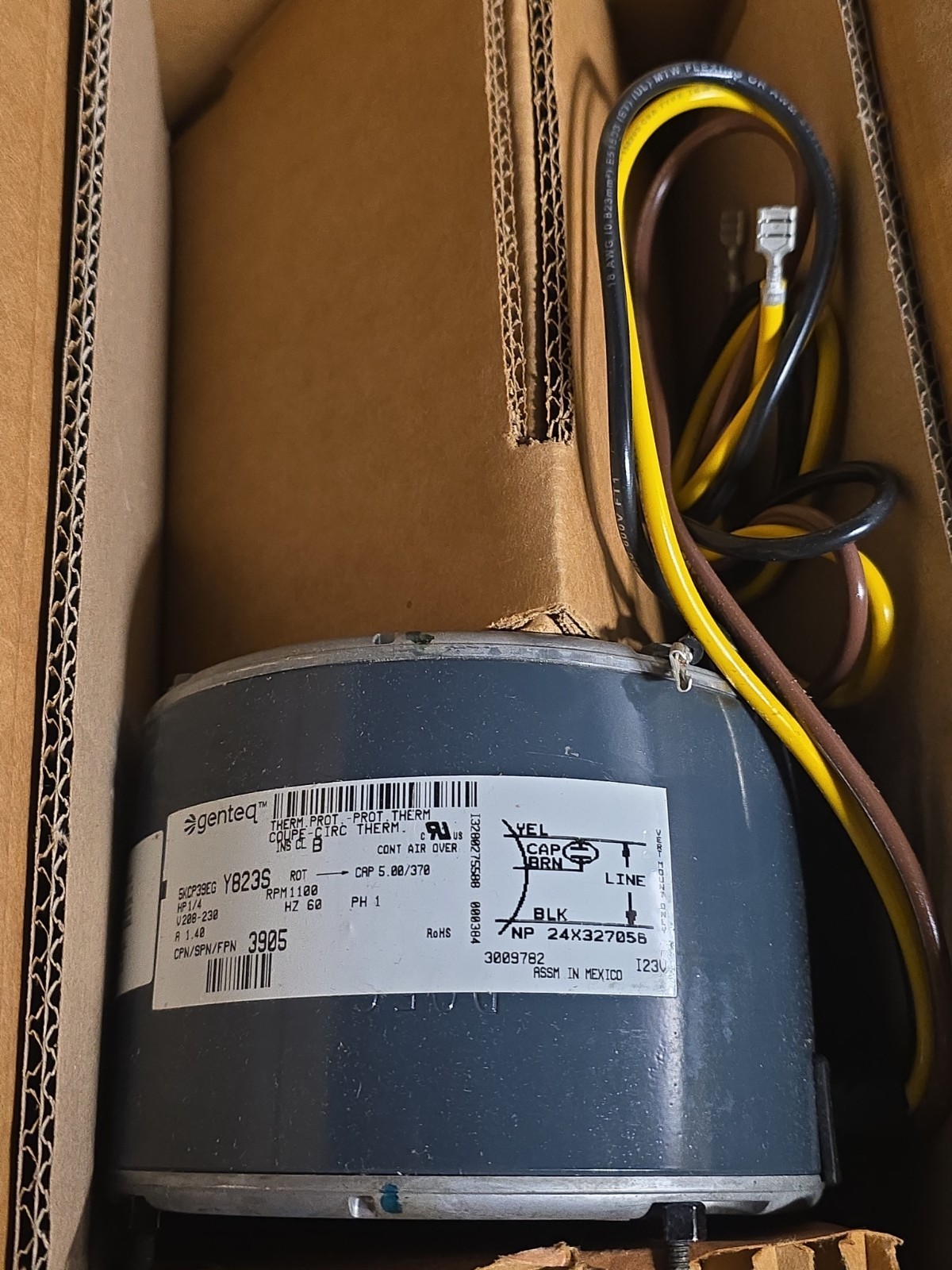 Condenser Fan Motor Genteq GE 5KCP39EGS070S 5KCP39EGY823S 208-230V 1/4HP 820RPM