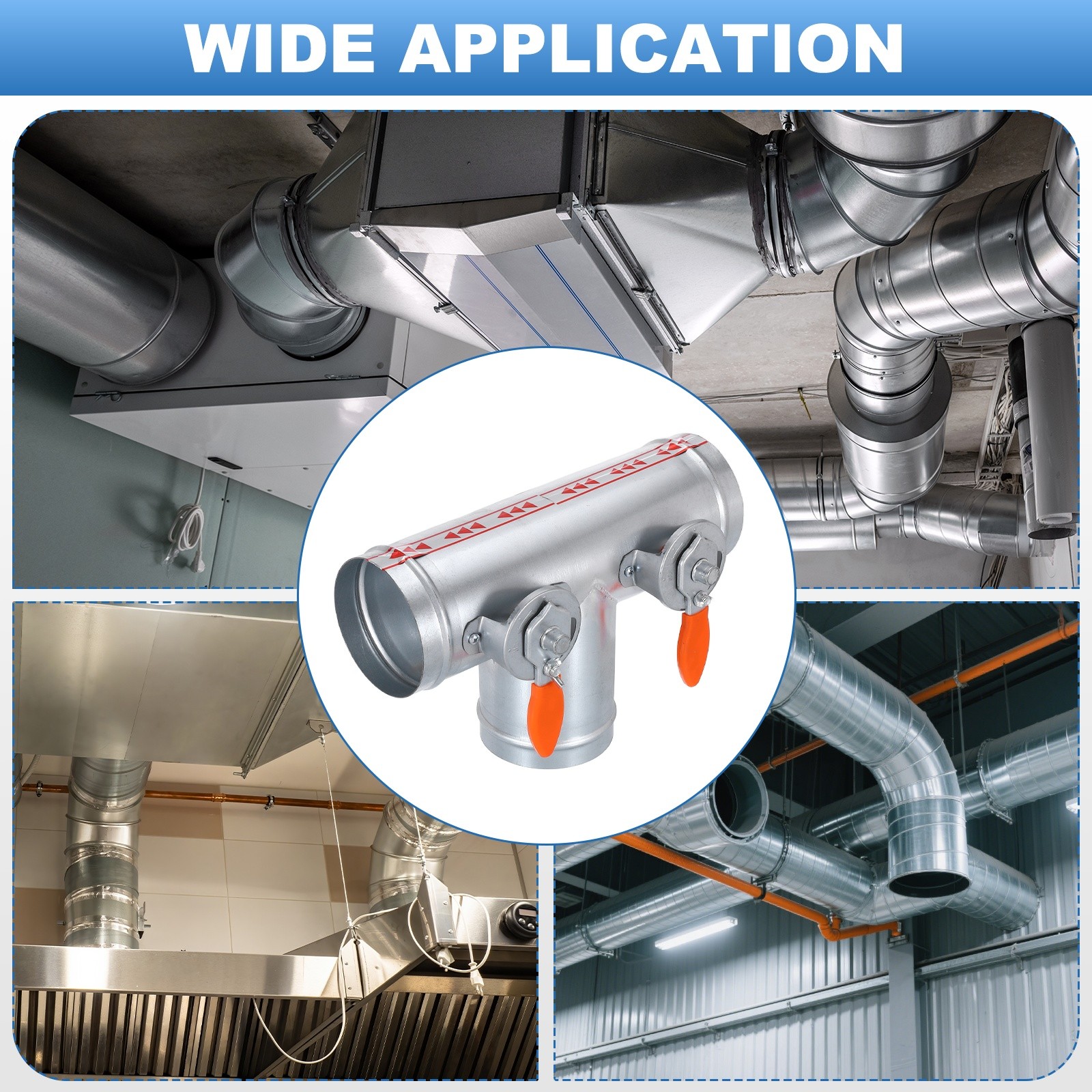 4 Inch OD 3 Way Splitter T-Shaped Manual Volume Damper for Vents Fans