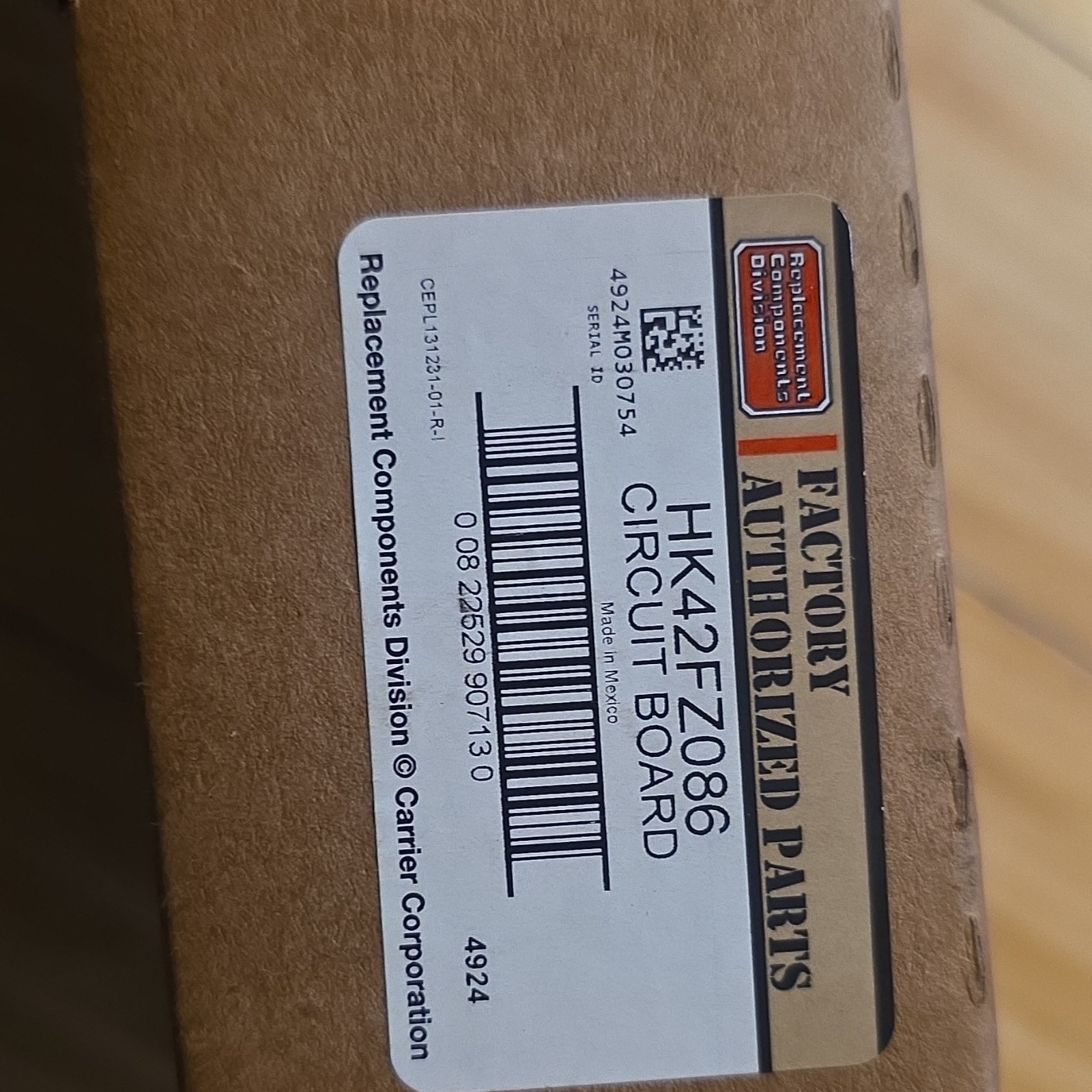 Carrier HK42FZ086 Control Board OEM Factory Authorized Parts Open Box