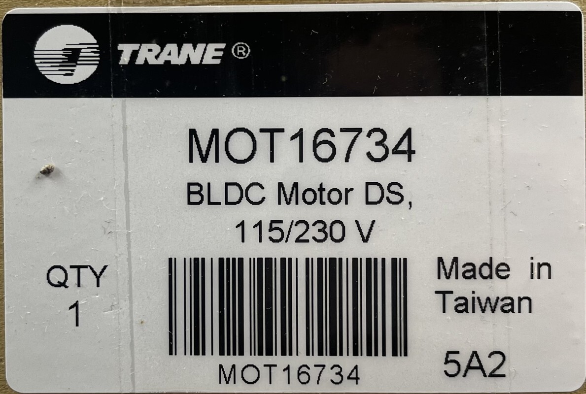 TRANE MOT16734 BLDC MOTOR DS 115/230 V