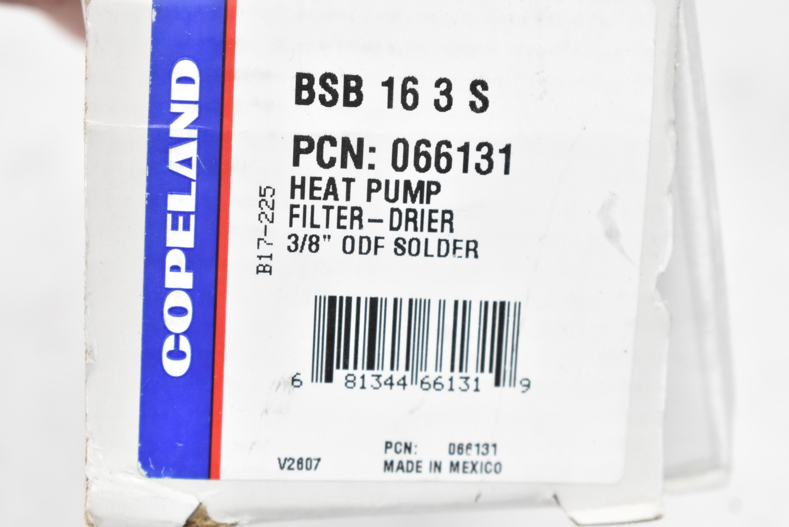 Copeland BSB-163S Bi-Directional Filter Drier 3/8 In Gray Steel 066131 Mexico