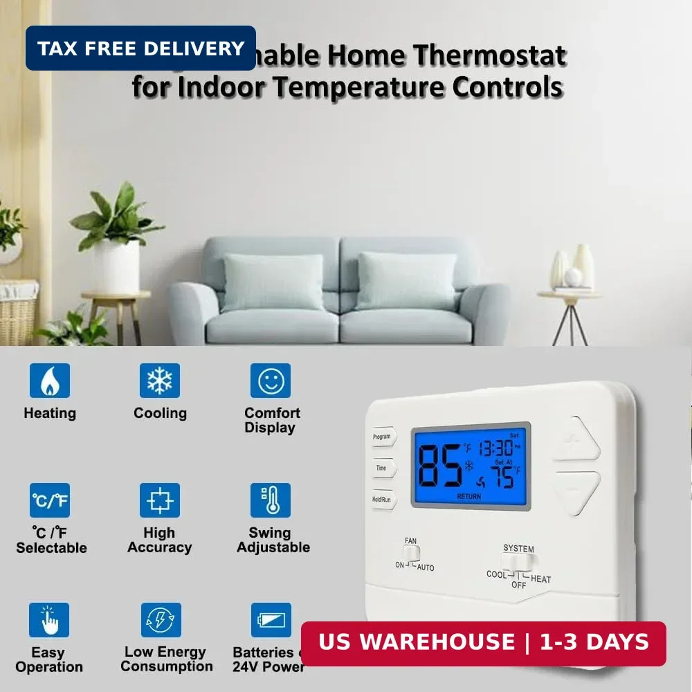 Programmable Thermostat for Home,Conventional Single-Stage Systems,5-1-1 Day Pro