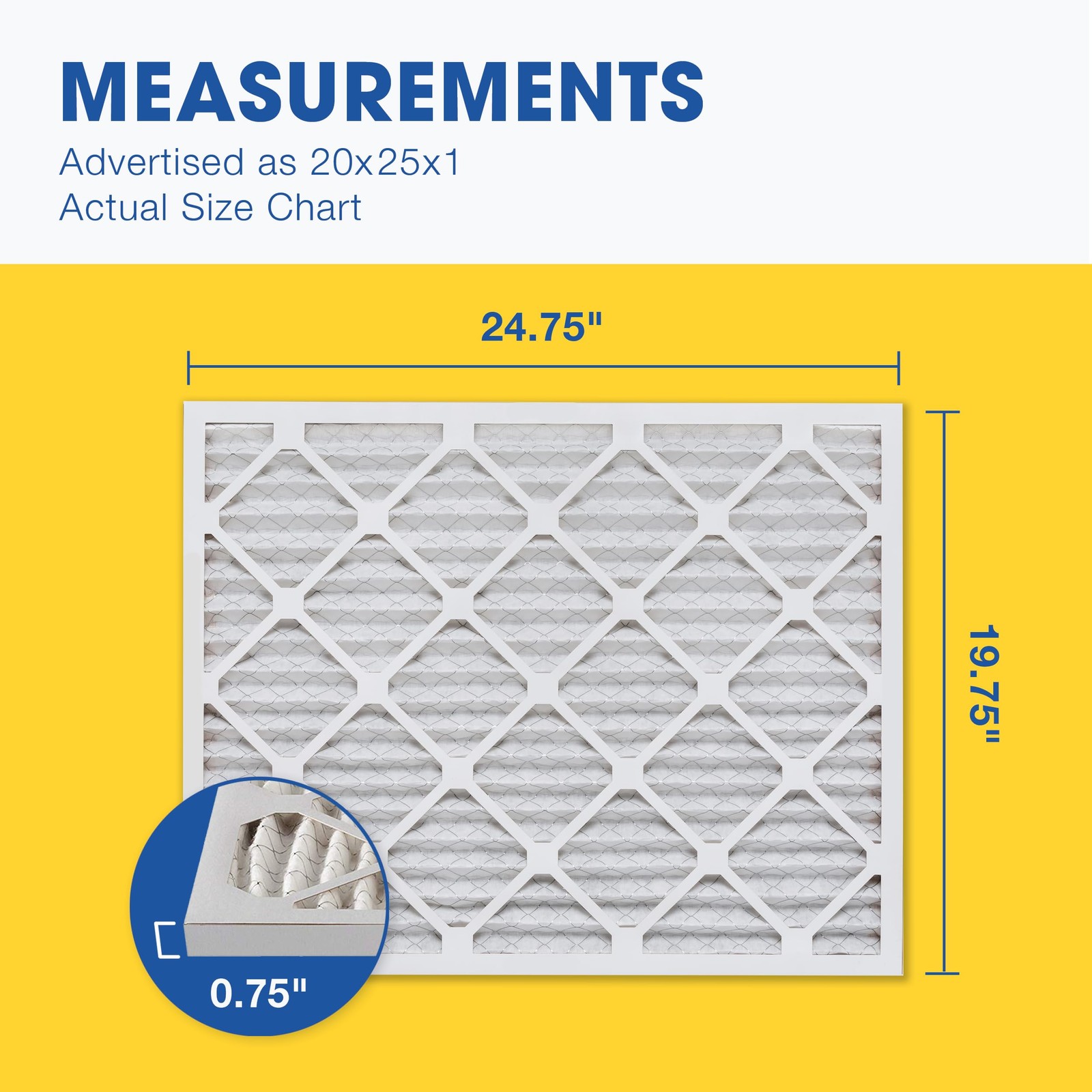 Aerostar 20X25X1 Merv 13 Air Filter 6 Count Actual Size 19.75 X 24.75 X 0.75