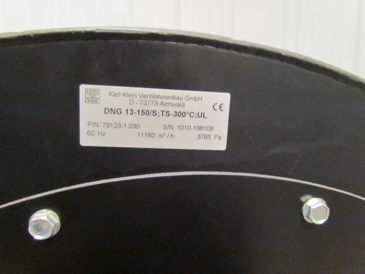 Karl Klein DNG 13-150S Low-Pressure High Performance Fan 10HP 394112 CF/Hr 15″SP
