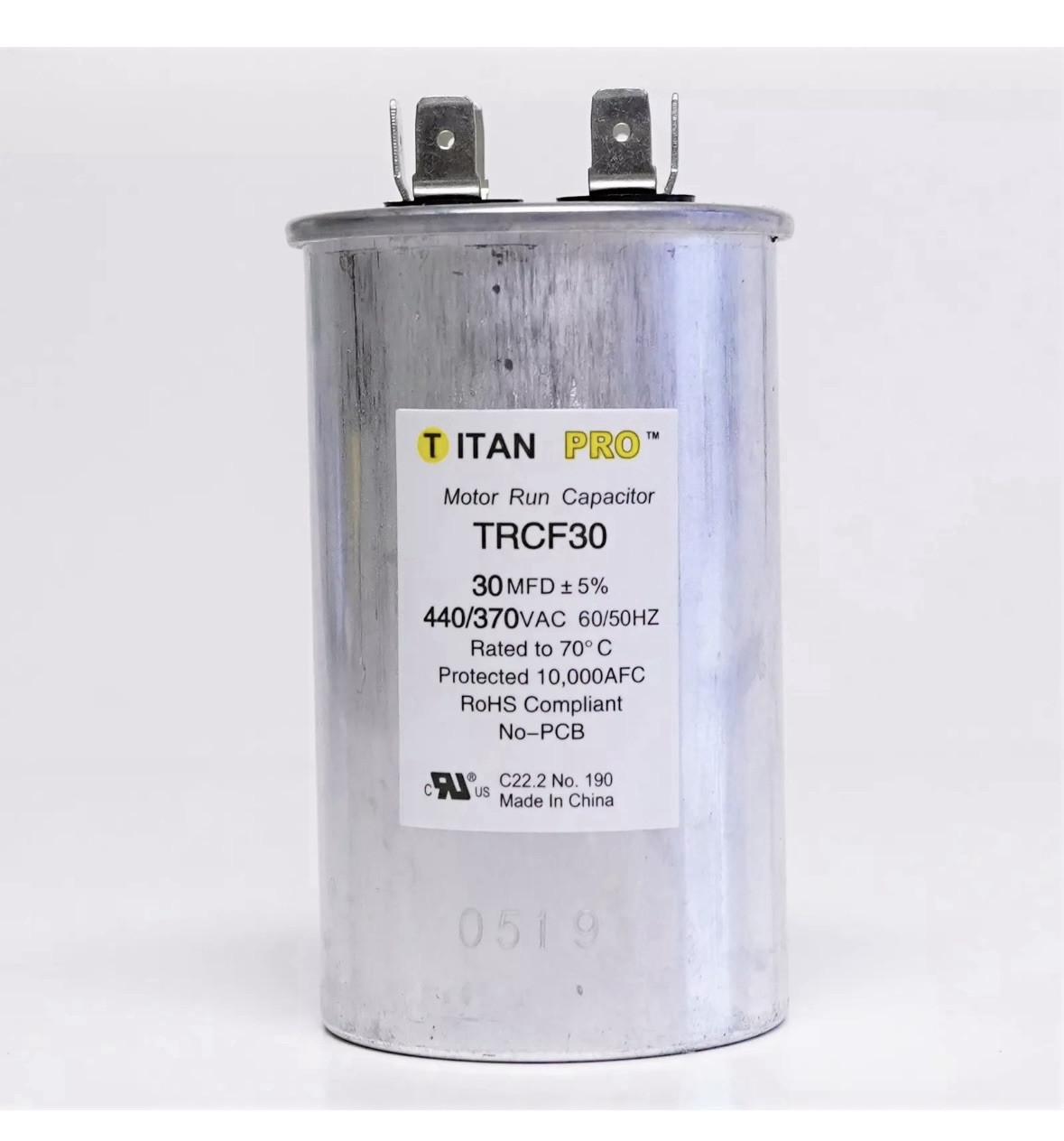 TitanPro TRCF30 HVAC Round Motor Run Capacitor. 30 MFD/UF 440/370 Volts