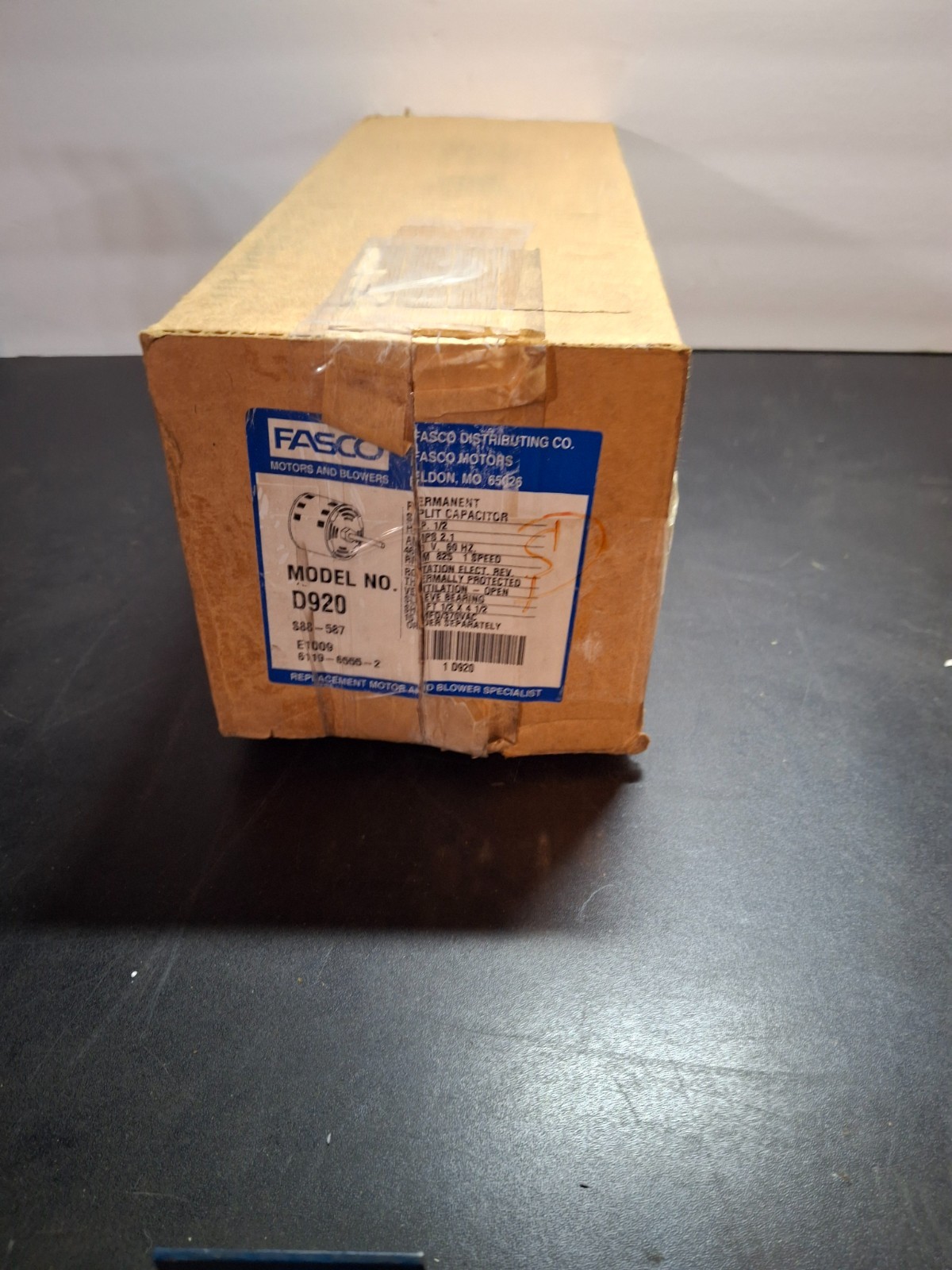 Fasco #D920 Condenser Fan Motor 1/2HP 825RPM 460V 2.1A Open Air Over 48Y Frame